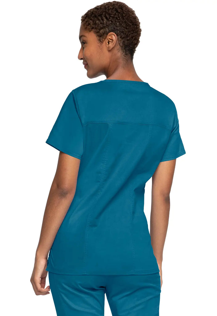 Cherokee Scrubs Women's Stretch 3-Pocket V-Neck Top Caribbean Blue | scrub-supply.com