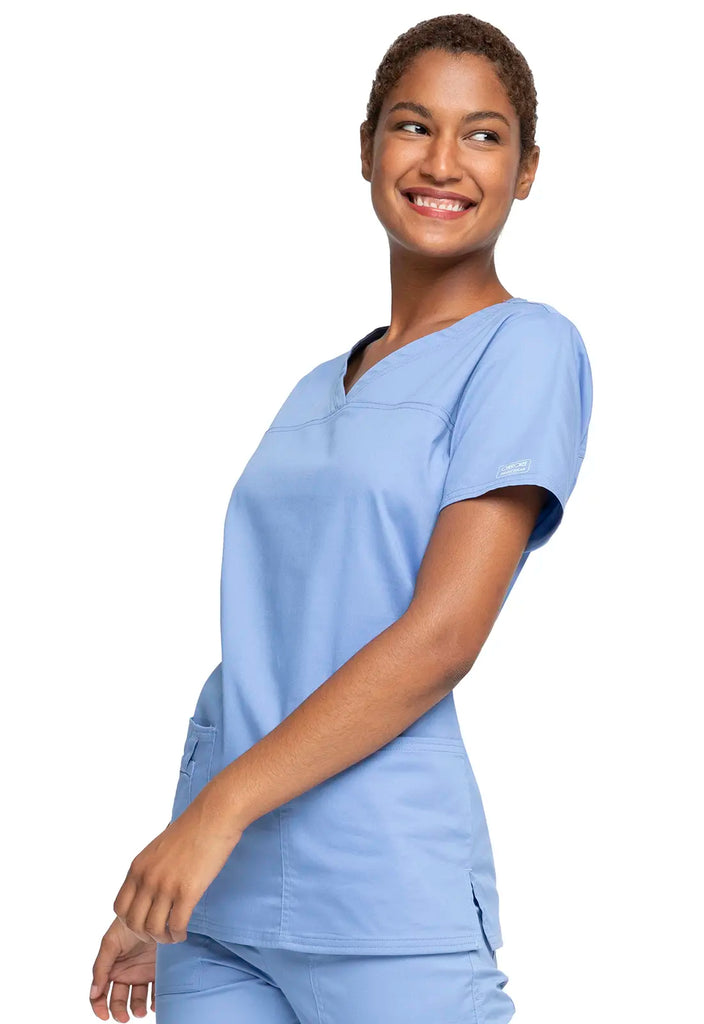 Cherokee Scrubs Stretch 3-Pocket V-Neck Top Ceil Blue | scrub-supply.com