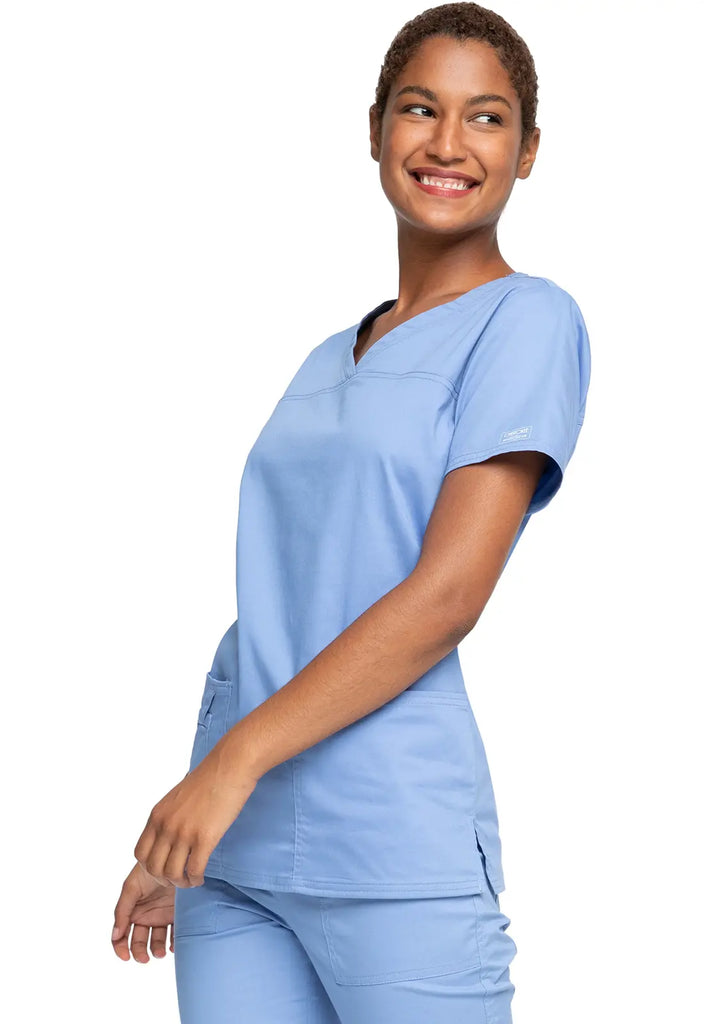 Cherokee Scrubs Women's Stretch 3-Pocket V-Neck Top Ceil Blue | scrub-supply.com