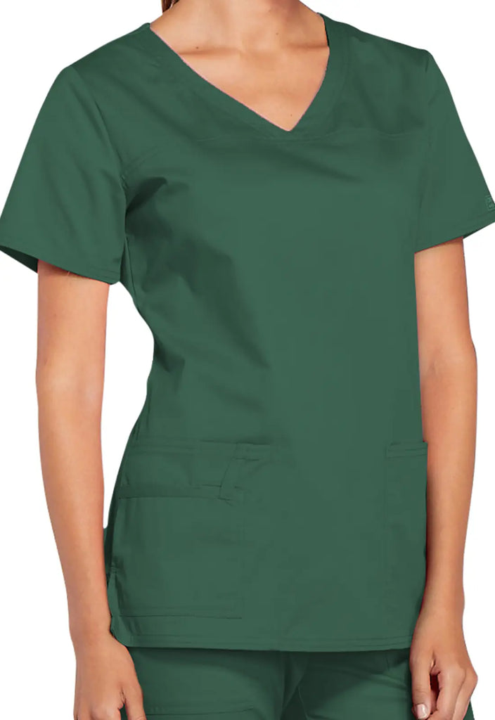 Cherokee Scrubs Stretch 3-Pocket V-Neck Top Hunter Green | scrub-supply.com