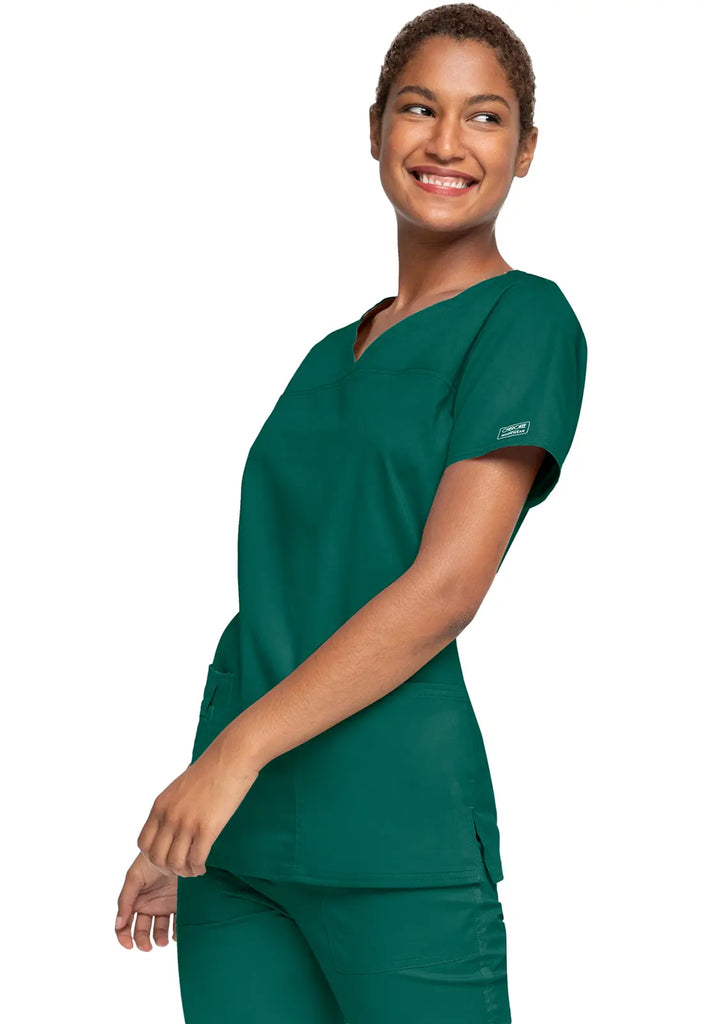 Cherokee Scrubs Women's Stretch 3-Pocket V-Neck Top Hunter Green | scrub-supply.com