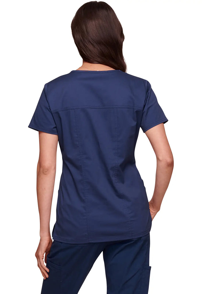 Cherokee Scrubs Women's Stretch 3-Pocket V-Neck Top Navy | scrub-supply.com