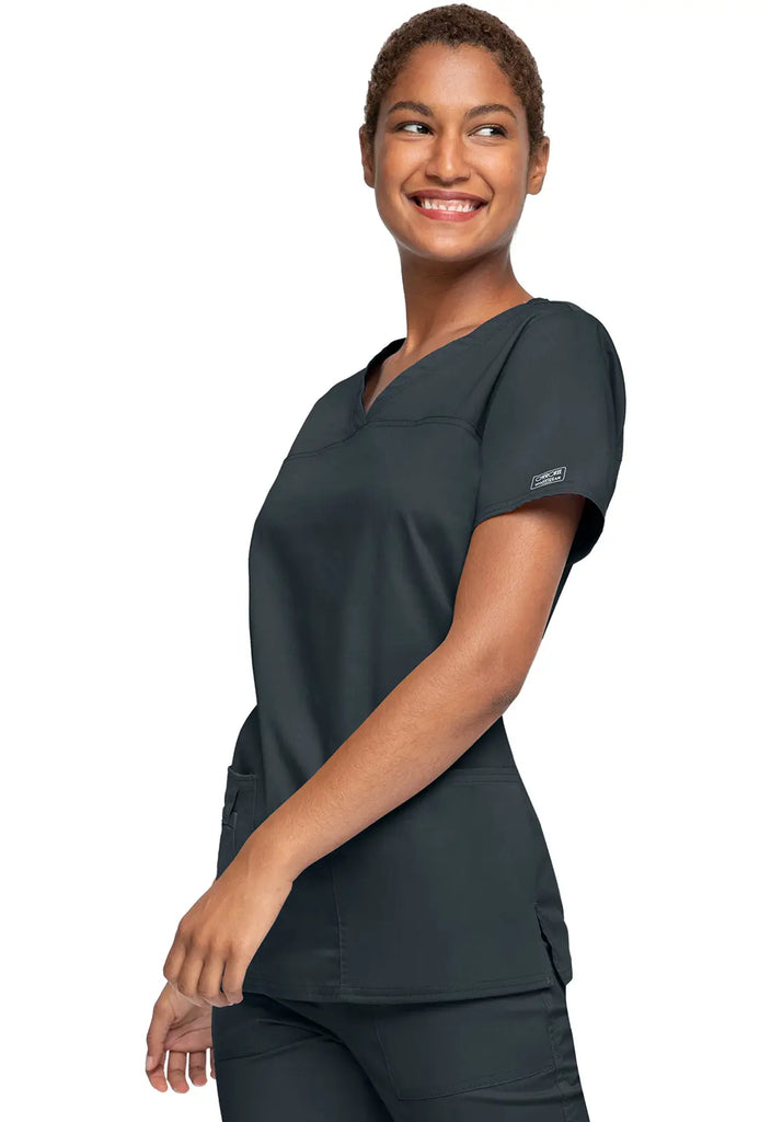 Cherokee Scrubs Women's Stretch 3-Pocket V-Neck Top Pewter | scrub-supply.com