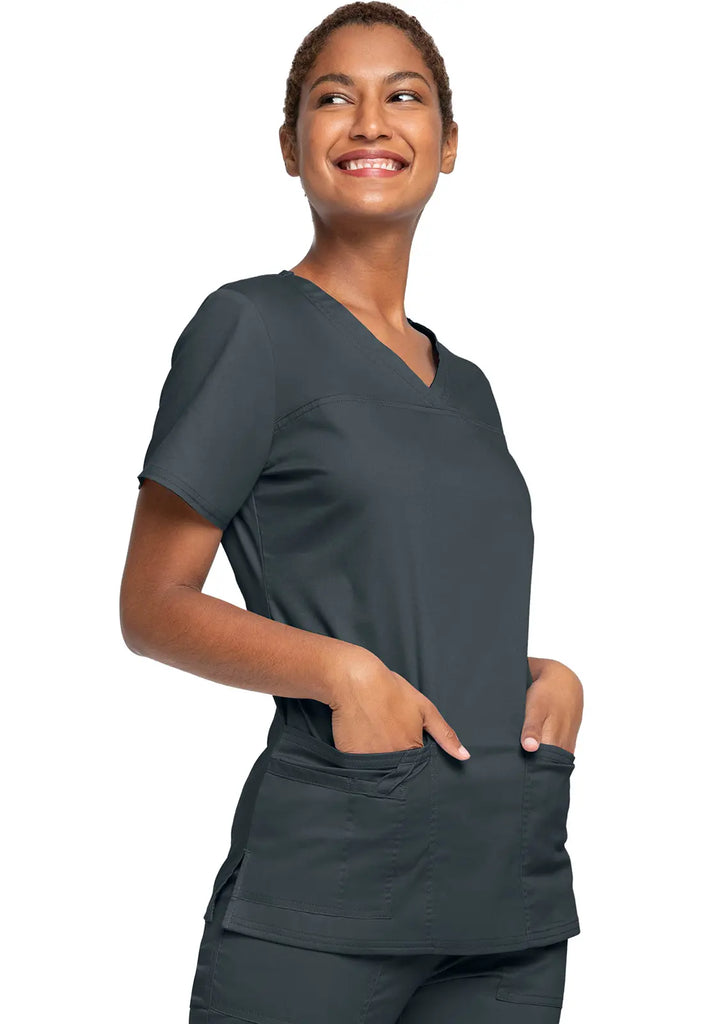 Cherokee Scrubs Women's Stretch 3-Pocket V-Neck Top Pewter | scrub-supply.com