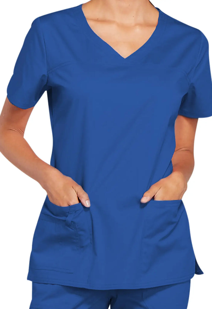 Cherokee Scrubs Stretch 3-Pocket V-Neck Top Royal Blue | scrub-supply.com