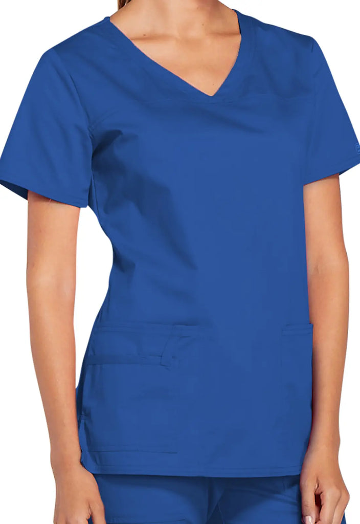 Cherokee Scrubs Stretch 3-Pocket V-Neck Top Royal Blue | scrub-supply.com