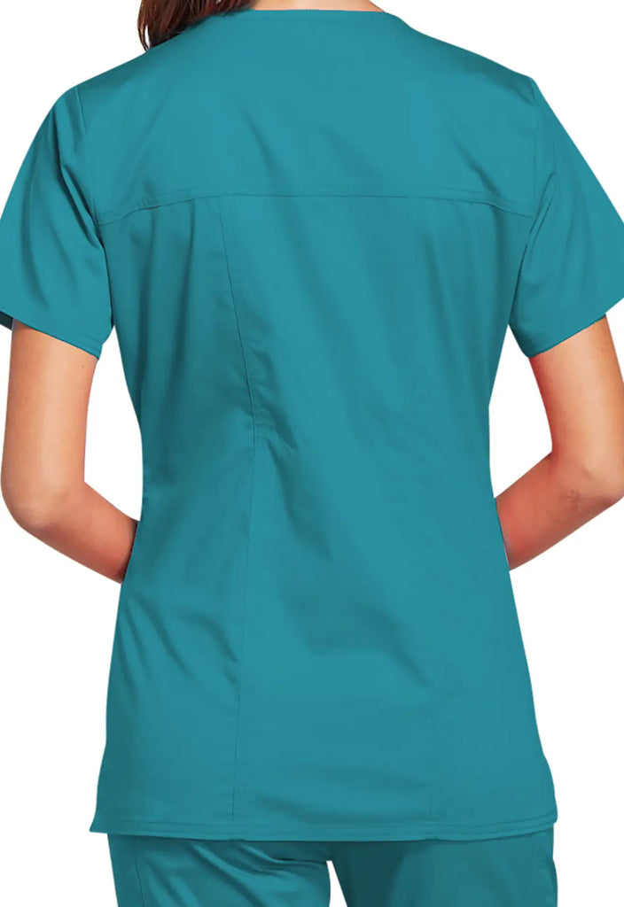 Cherokee Scrubs Stretch 3-Pocket V-Neck Top Teal | scrub-supply.com