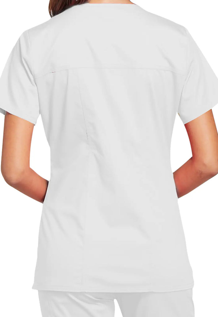 Cherokee Scrubs Stretch 3-Pocket V-Neck Top White | scrub-supply.com