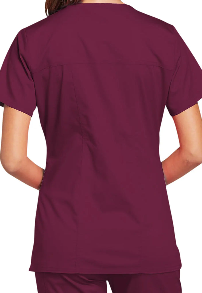 Cherokee Scrubs Stretch 3-Pocket V-Neck Top Wine | scrub-supply.com