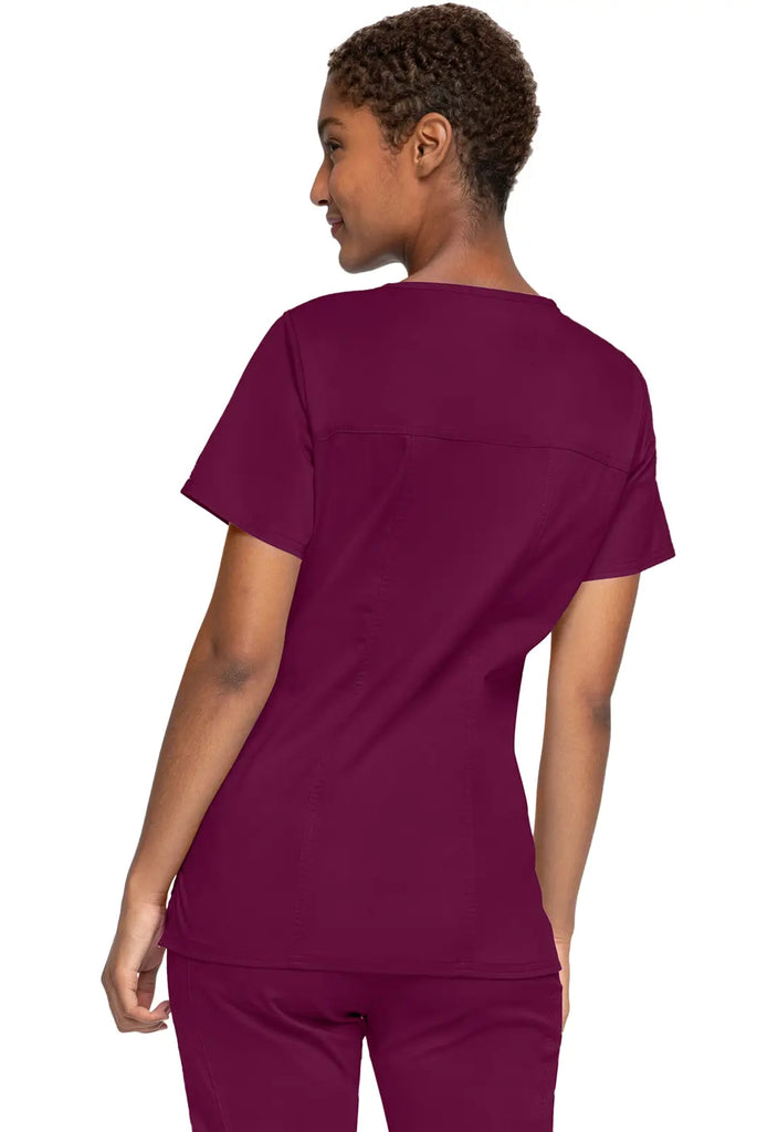 Cherokee Scrubs Women's Stretch 3-Pocket V-Neck Top Wine | scrub-supply.com