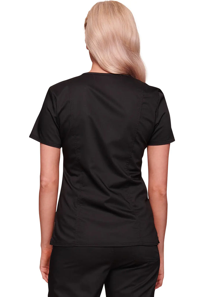 Cherokee Scrubs Women's Stretch Mock Wrap Top Black | scrub-supply.com