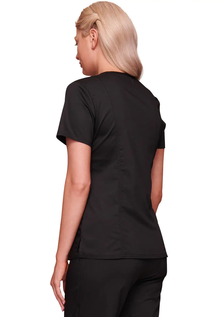 Cherokee Scrubs Women's Stretch Mock Wrap Top Black | scrub-supply.com