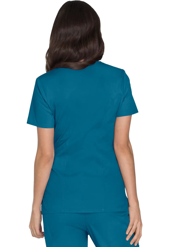 Cherokee Scrubs Women's Stretch Mock Wrap Top Caribbean Blue | scrub-supply.com