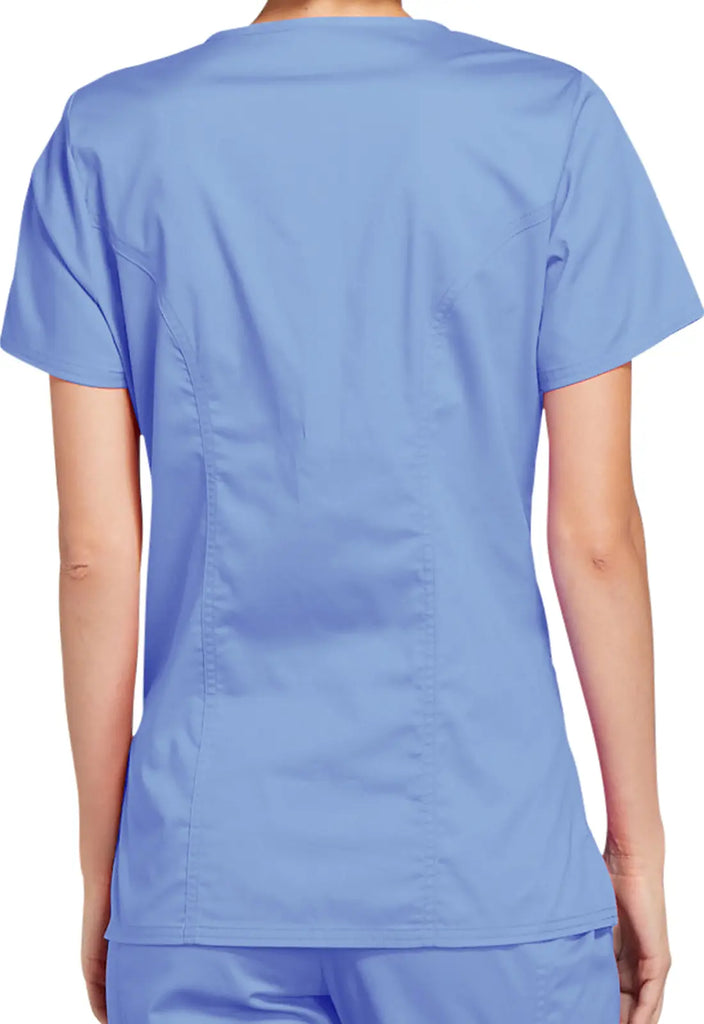 Cherokee Scrubs Stretch Mock Wrap Top Ceil Blue | scrub-supply.com