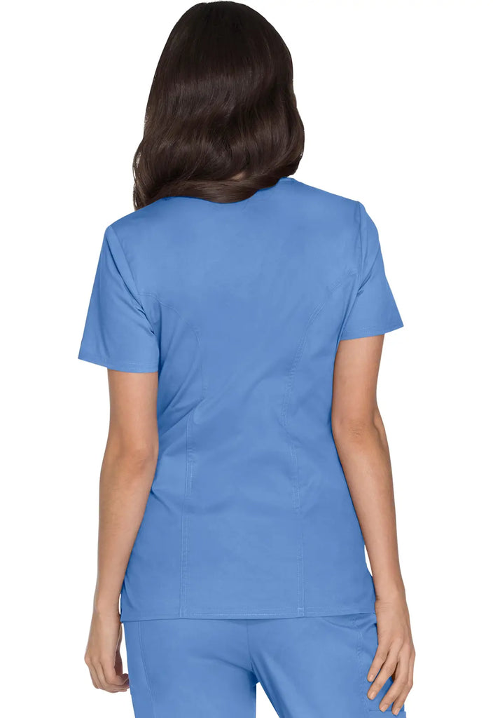 Cherokee Scrubs Women's Stretch Mock Wrap Top Ceil Blue | scrub-supply.com