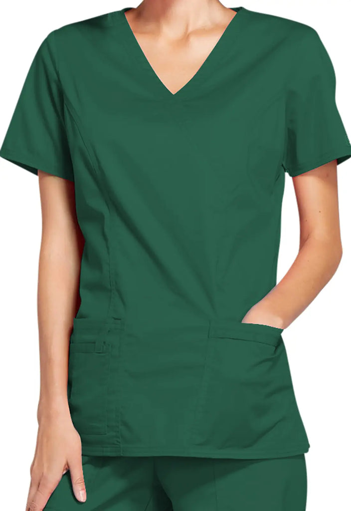 Cherokee Scrubs Stretch Mock Wrap Top Hunter Green | scrub-supply.com