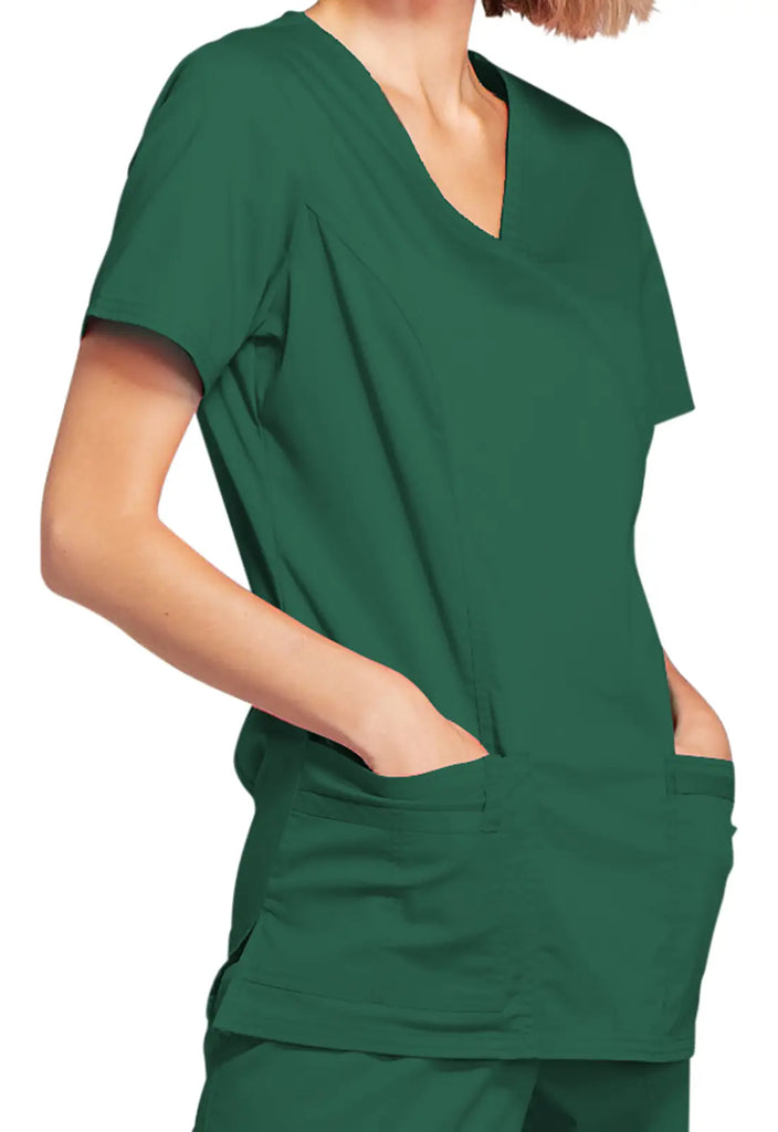 Cherokee Scrubs Stretch Mock Wrap Top Hunter Green | scrub-supply.com