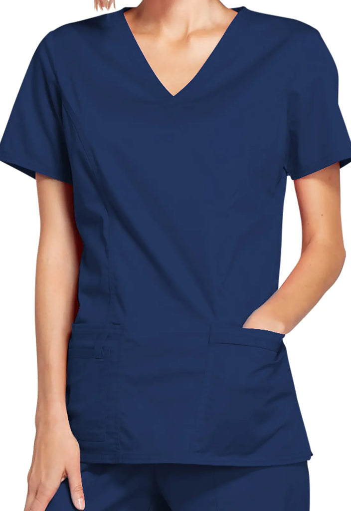 Cherokee Scrubs Stretch Mock Wrap Top Navy | scrub-supply.com