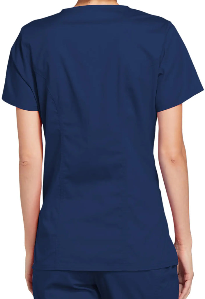 Cherokee Scrubs Stretch Mock Wrap Top Navy | scrub-supply.com