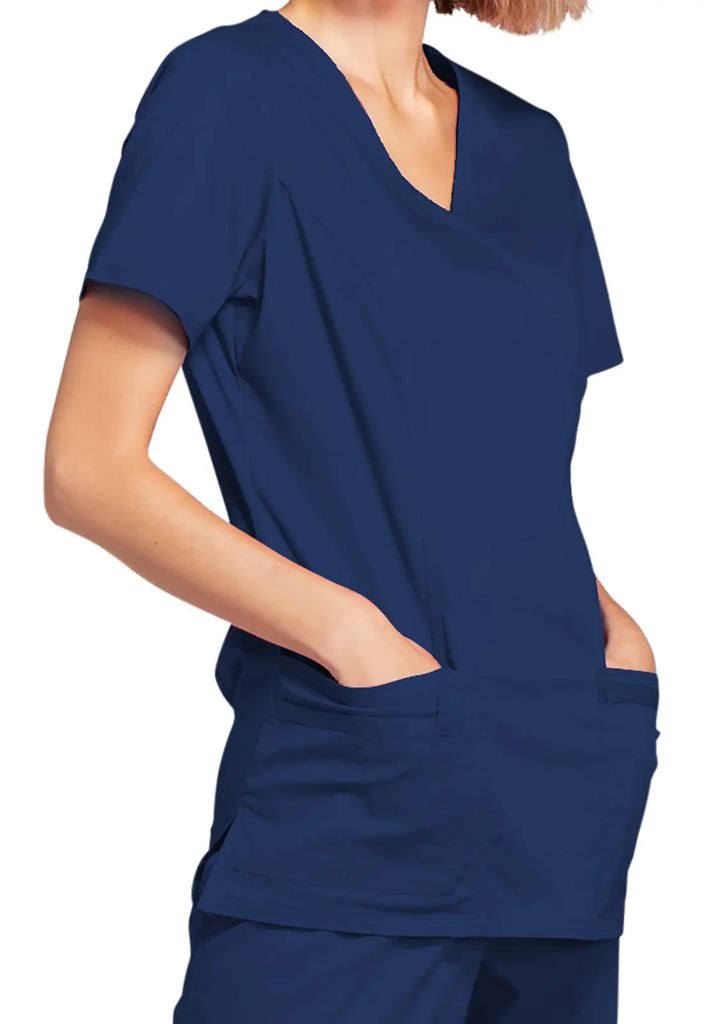 Cherokee Scrubs Stretch Mock Wrap Top Navy | scrub-supply.com