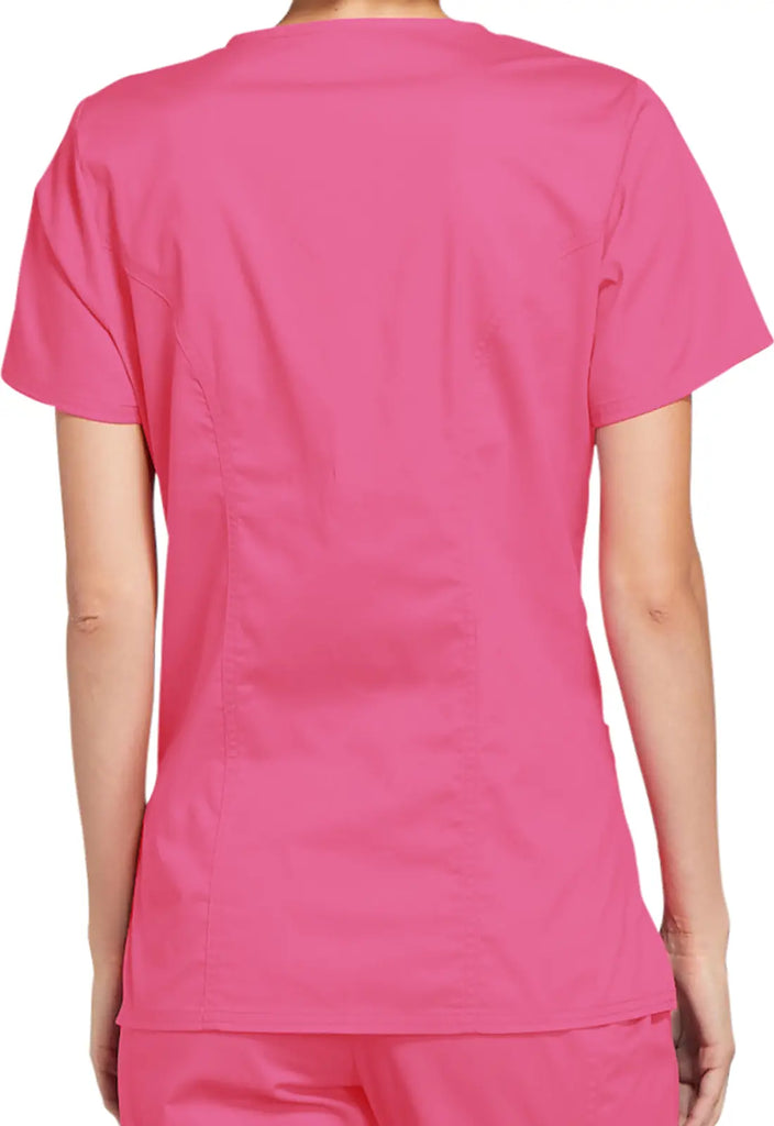 Cherokee Scrubs Stretch Mock Wrap Top Shocking Pink | scrub-supply.com