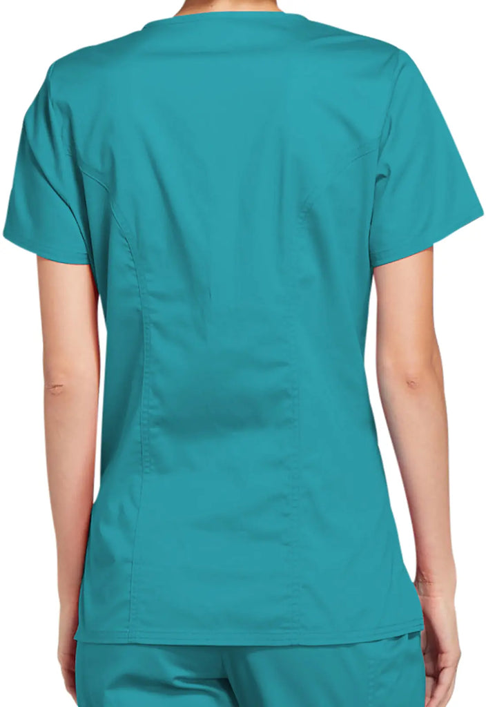 Cherokee Scrubs Stretch Mock Wrap Top Teal | scrub-supply.com