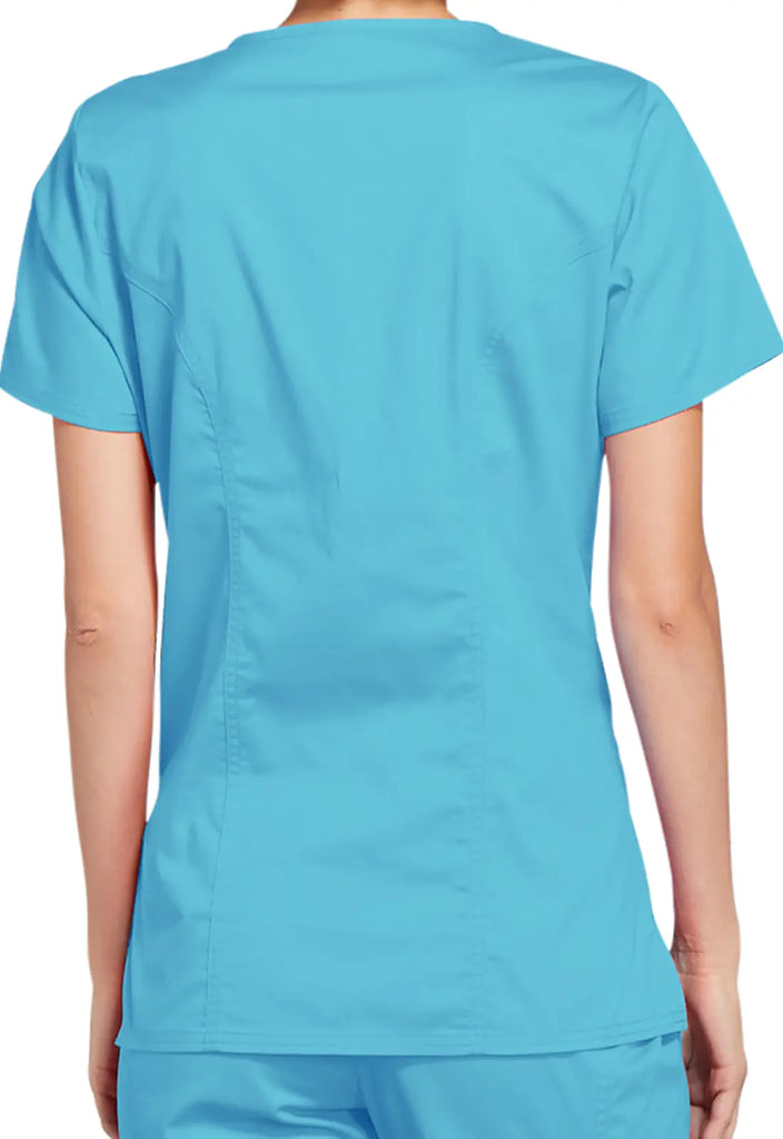 Cherokee Scrubs Stretch Mock Wrap Top Turquoise | scrub-supply.com