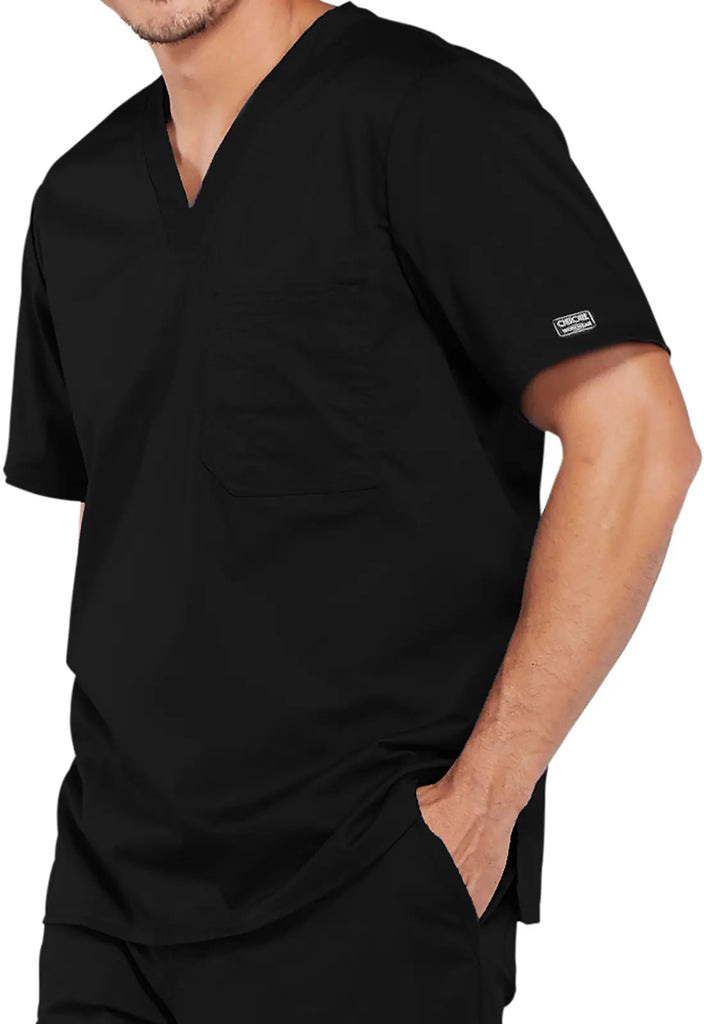 Cherokee Scrubs Men's Tuckable V-Neck Top Black | scrub-supply.com