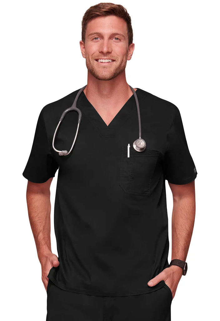 Cherokee Scrubs Men's Tuckable V-Neck Top Black | scrub-supply.com