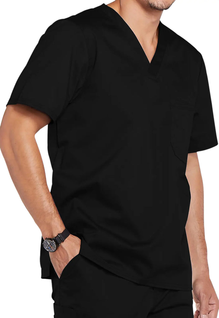 Cherokee Scrubs Men's Tuckable V-Neck Top Black | scrub-supply.com