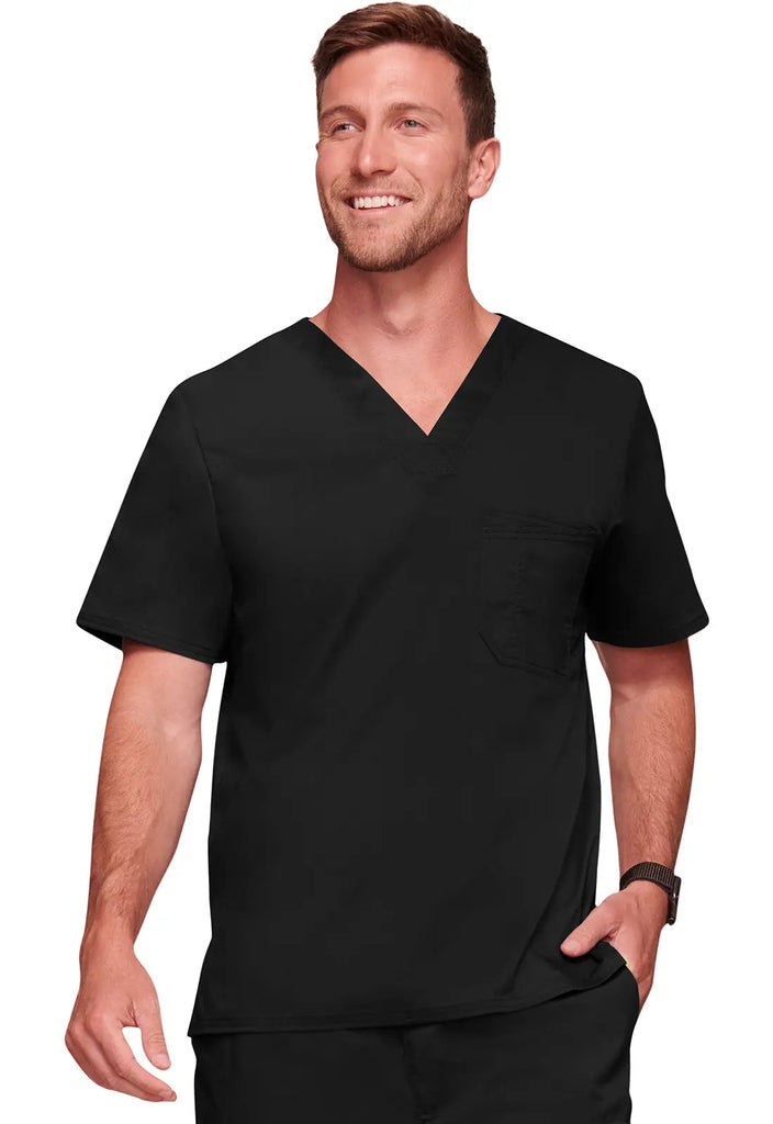 Cherokee Scrubs Men's Tuckable V-Neck Top Black | scrub-supply.com