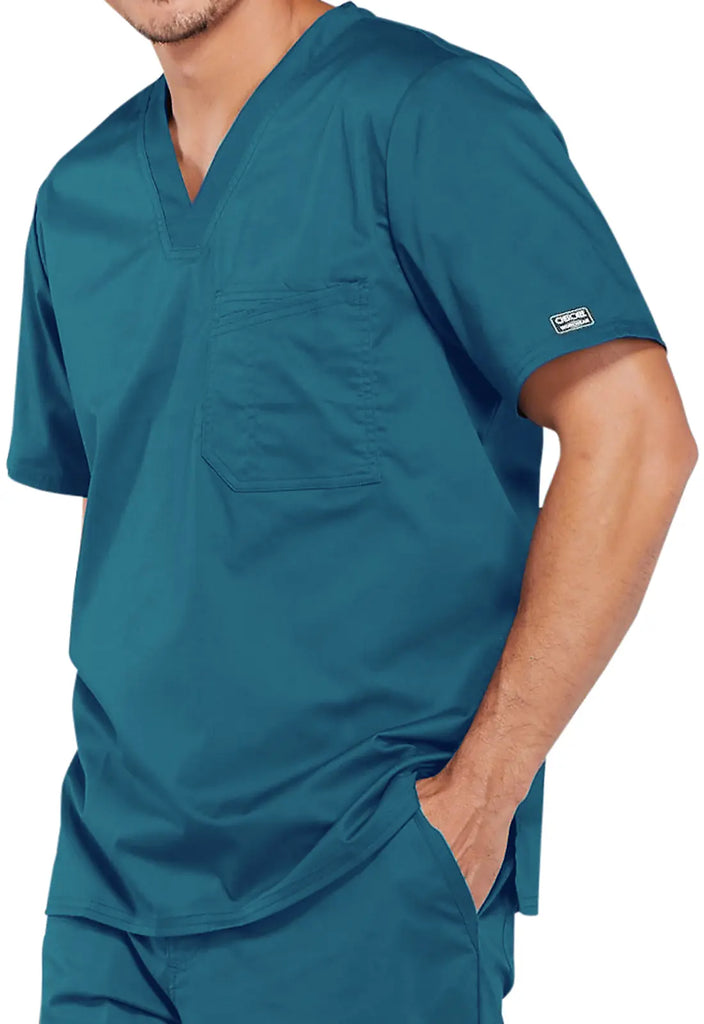 Cherokee Scrubs Men's Tuckable V-Neck Top Caribbean Blue | scrub-supply.com