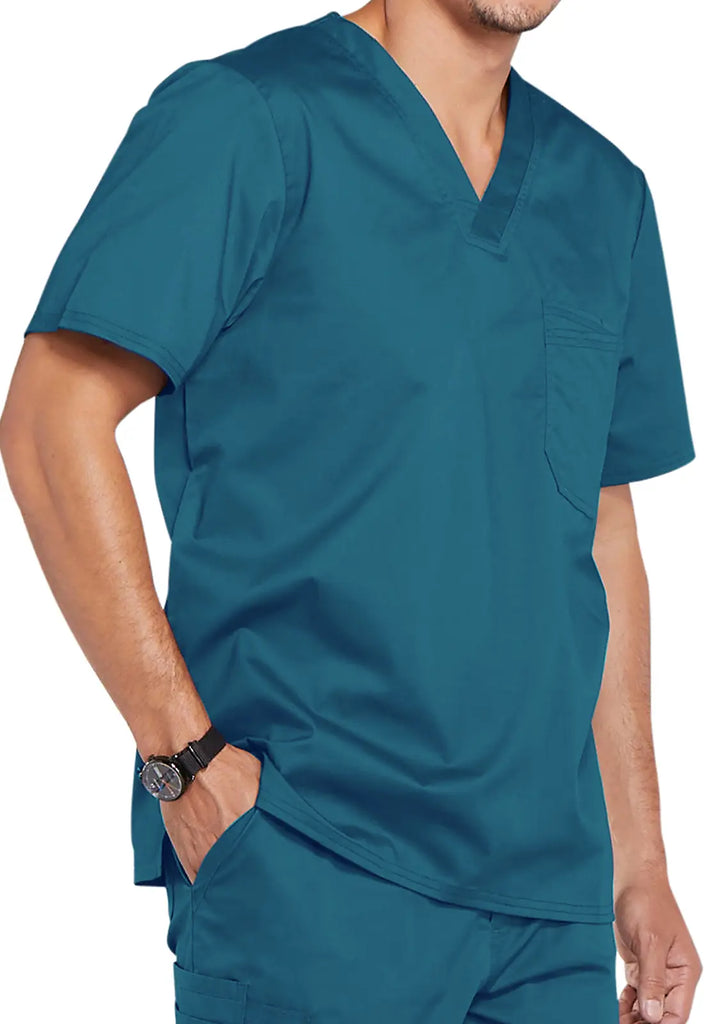 Cherokee Scrubs Men's Tuckable V-Neck Top Caribbean Blue | scrub-supply.com