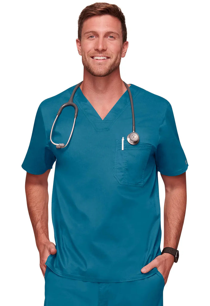 Cherokee Scrubs Men's Tuckable V-Neck Top Caribbean Blue | scrub-supply.com