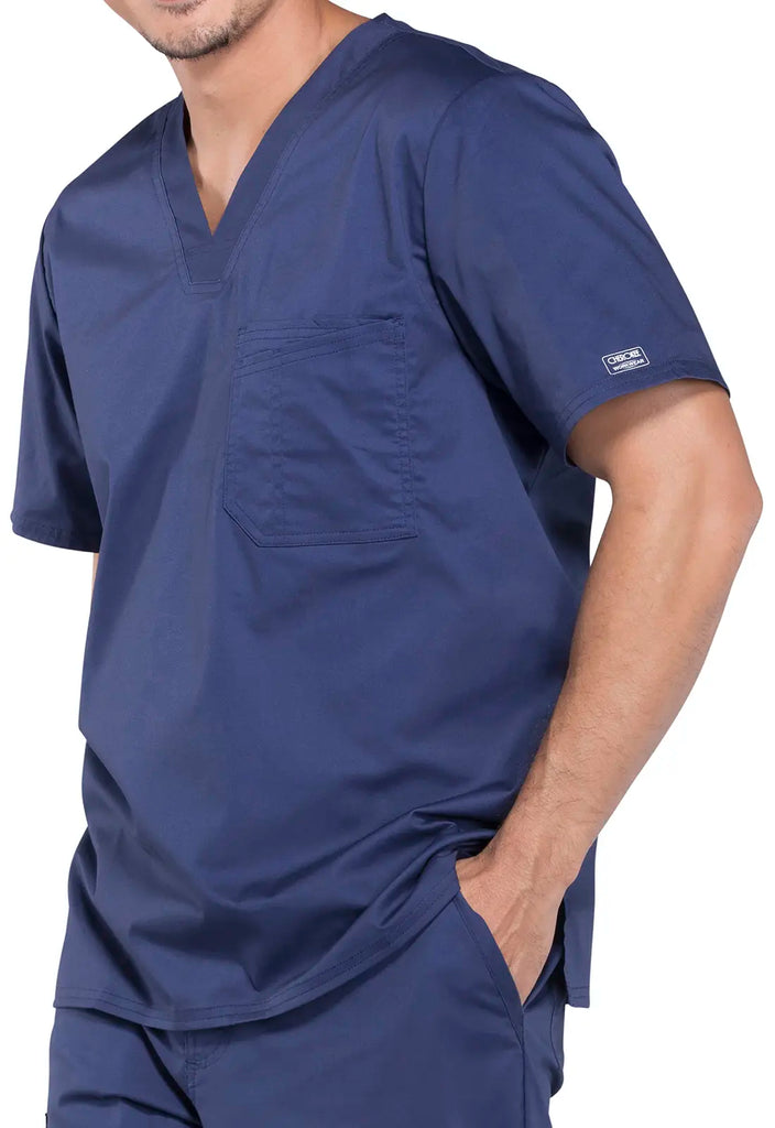 Cherokee Scrubs Men's Tuckable V-Neck Top Navy | scrub-supply.com