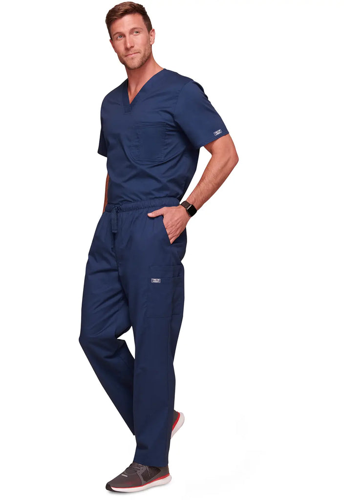 Cherokee Scrubs Men's Tuckable V-Neck Top Navy | scrub-supply.com