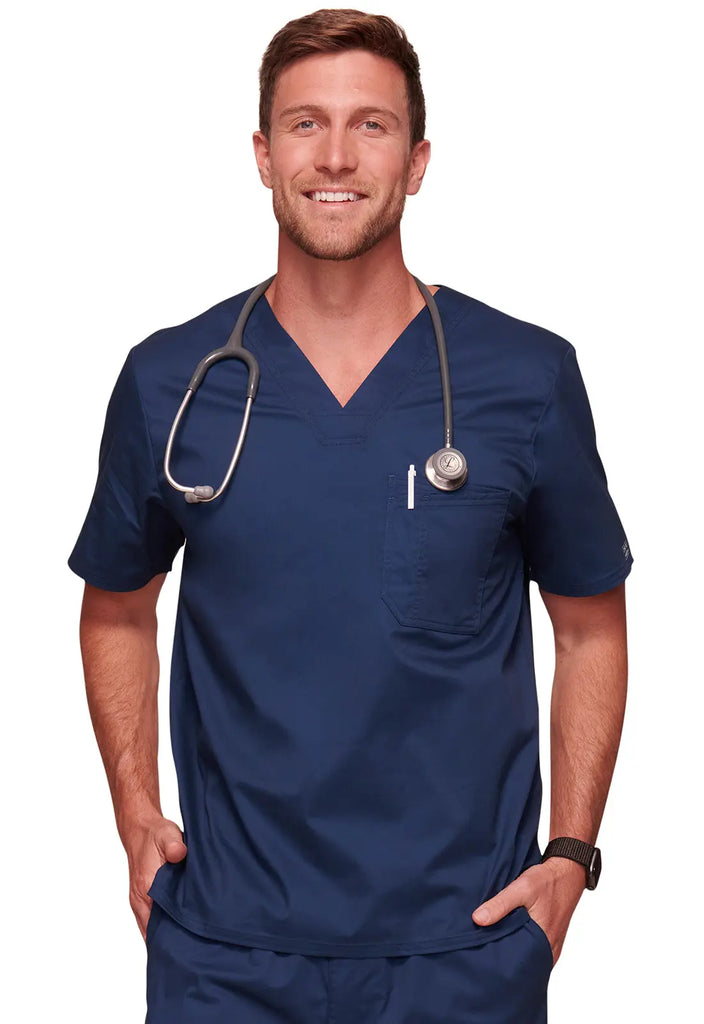 Cherokee Scrubs Men's Tuckable V-Neck Top Navy | scrub-supply.com