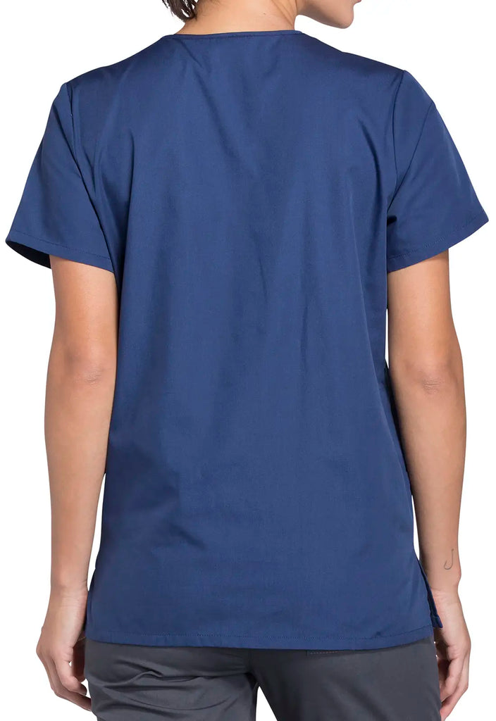 Cherokee Scrubs Women's Snap Front V-Neck Top Navy | scrub-supply.com