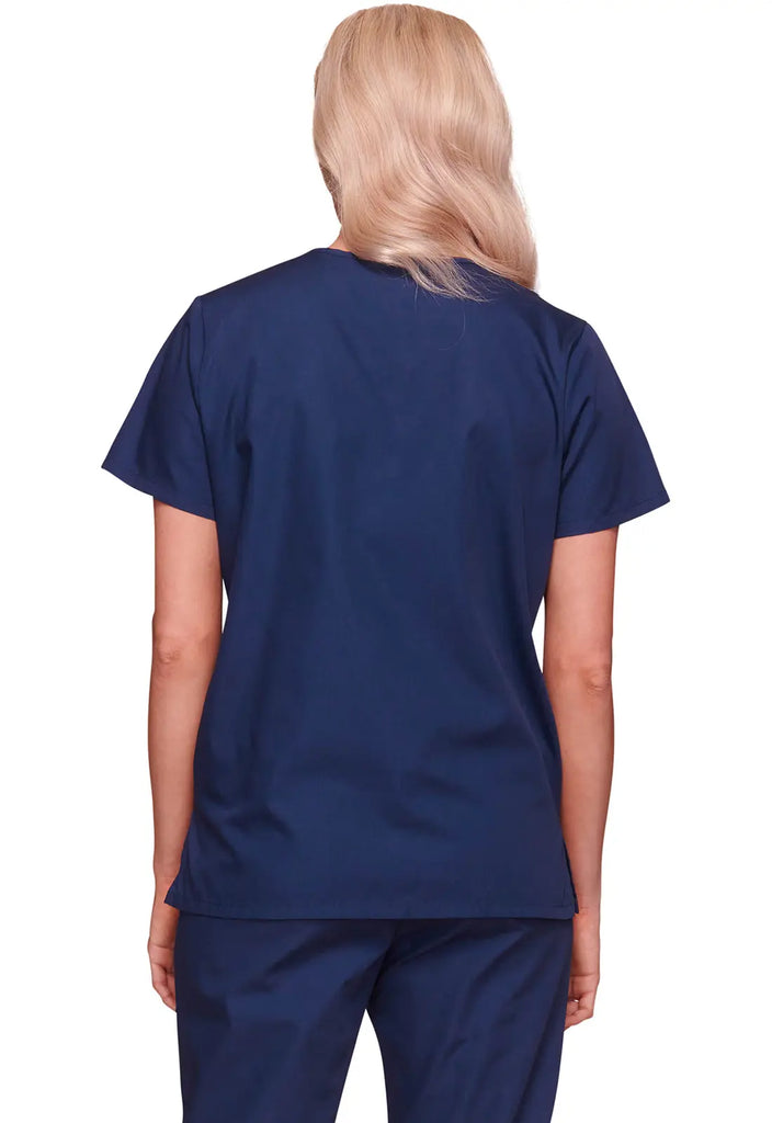 Cherokee Scrubs Women's Snap Front V-Neck Top Navy | scrub-supply.com