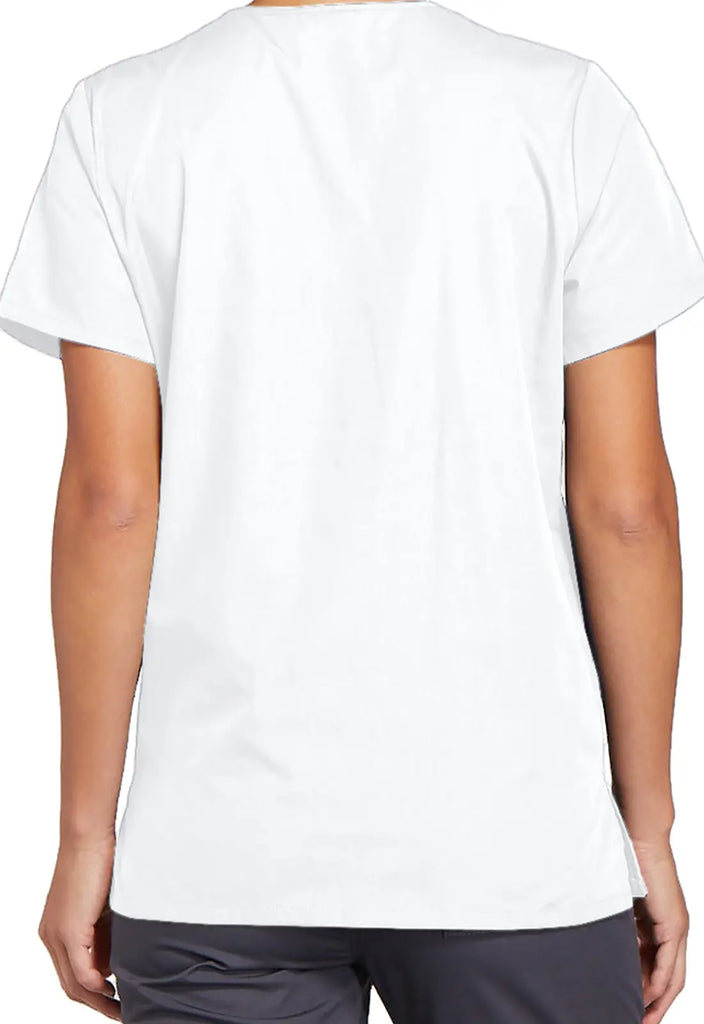 Cherokee Scrubs Women's Snap Front V-Neck Top White | scrub-supply.com