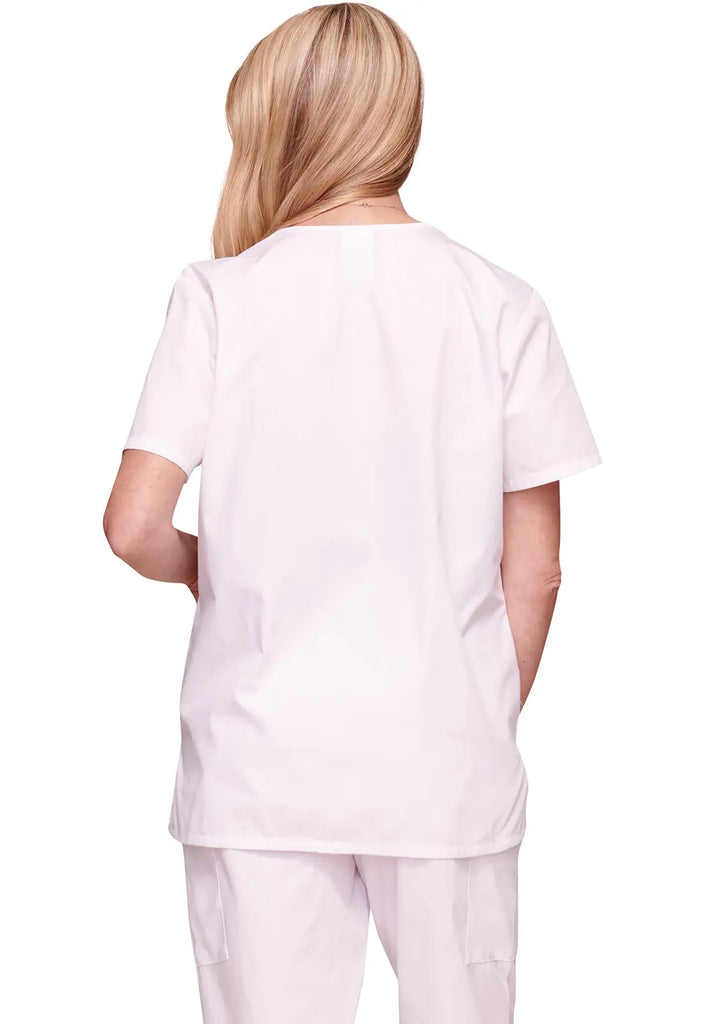 Cherokee Scrubs Women's Snap Front V-Neck Top White | scrub-supply.com