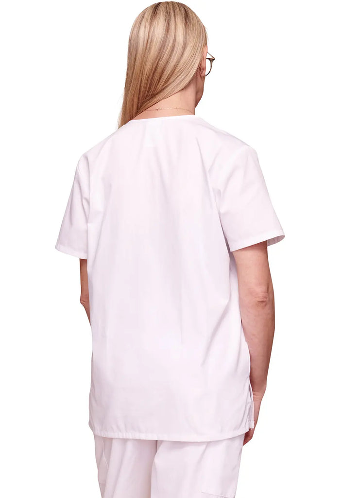 Cherokee Scrubs Women's Snap Front V-Neck Top White | scrub-supply.com