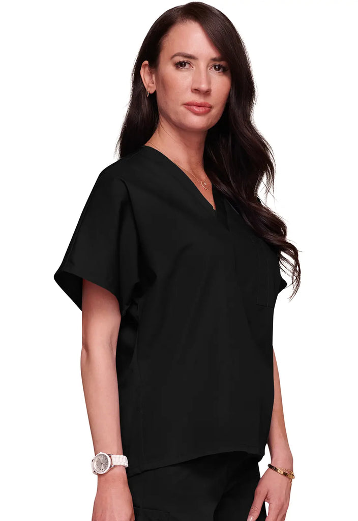 Cherokee Scrubs Unisex V-Neck Tunic Black | scrub-supply.com