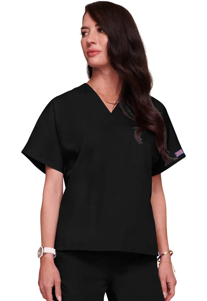 Cherokee Scrubs Unisex V-Neck Tunic Black | scrub-supply.com