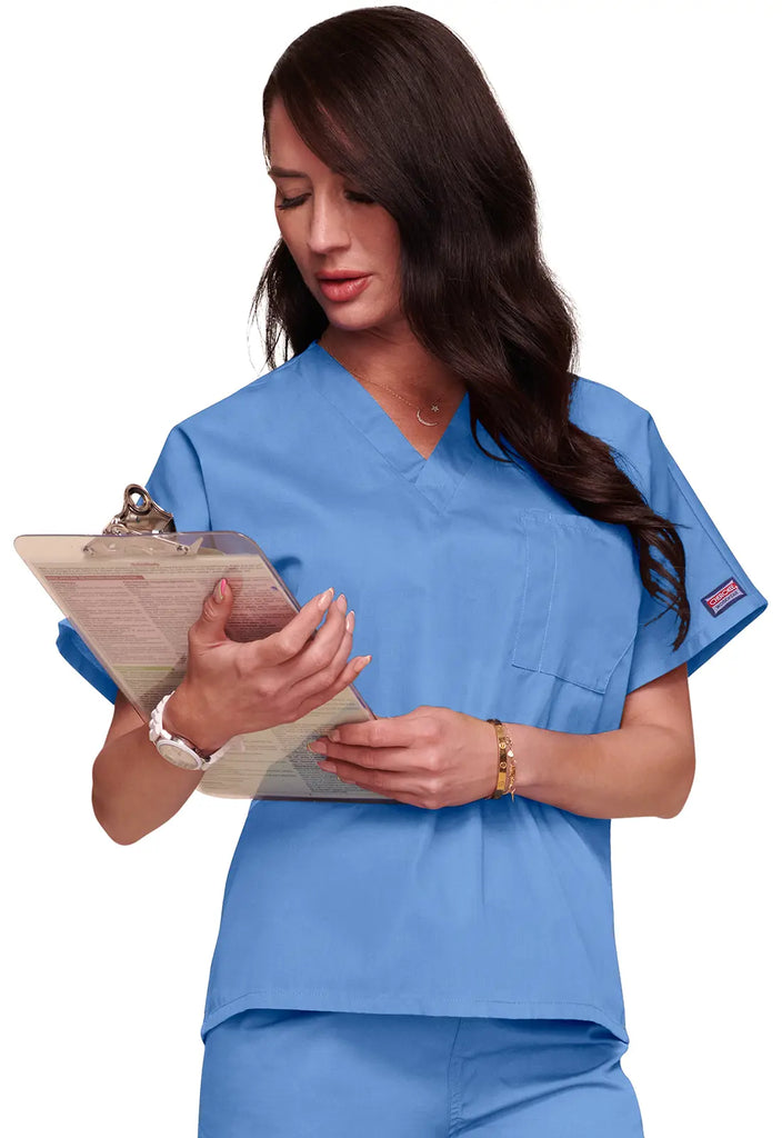 Cherokee Scrubs Unisex V-Neck Tunic Ceil Blue | scrub-supply.com