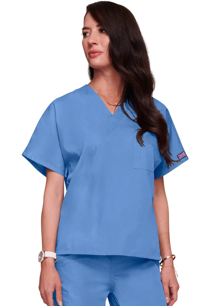 Cherokee Scrubs Unisex V-Neck Tunic Ceil Blue | scrub-supply.com