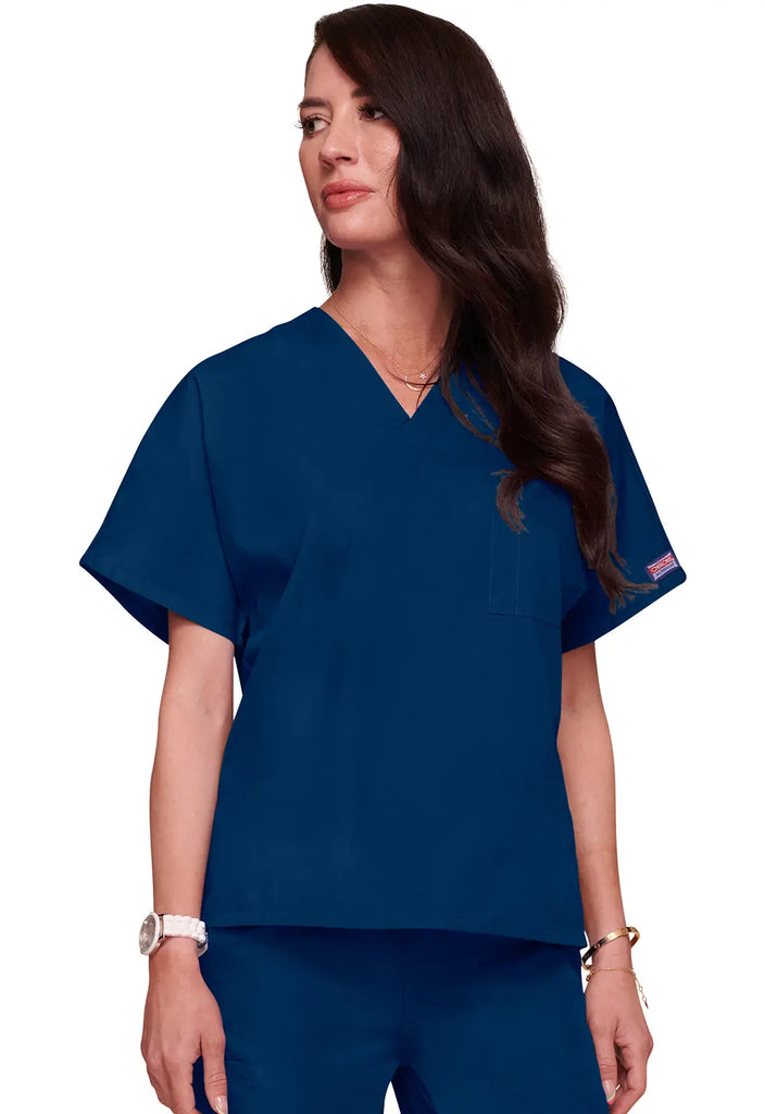 Cherokee Scrubs Unisex V-Neck Tunic Navy | scrub-supply.com