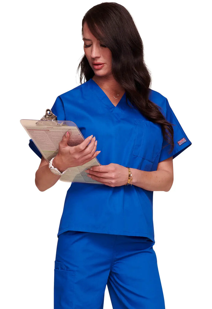 Cherokee Scrubs Unisex V-Neck Tunic Royal Blue | scrub-supply.com