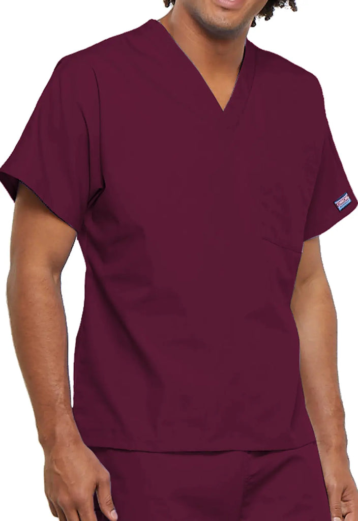 Cherokee Scrubs Unisex V-Neck Tunic Wine | scrub-supply.com