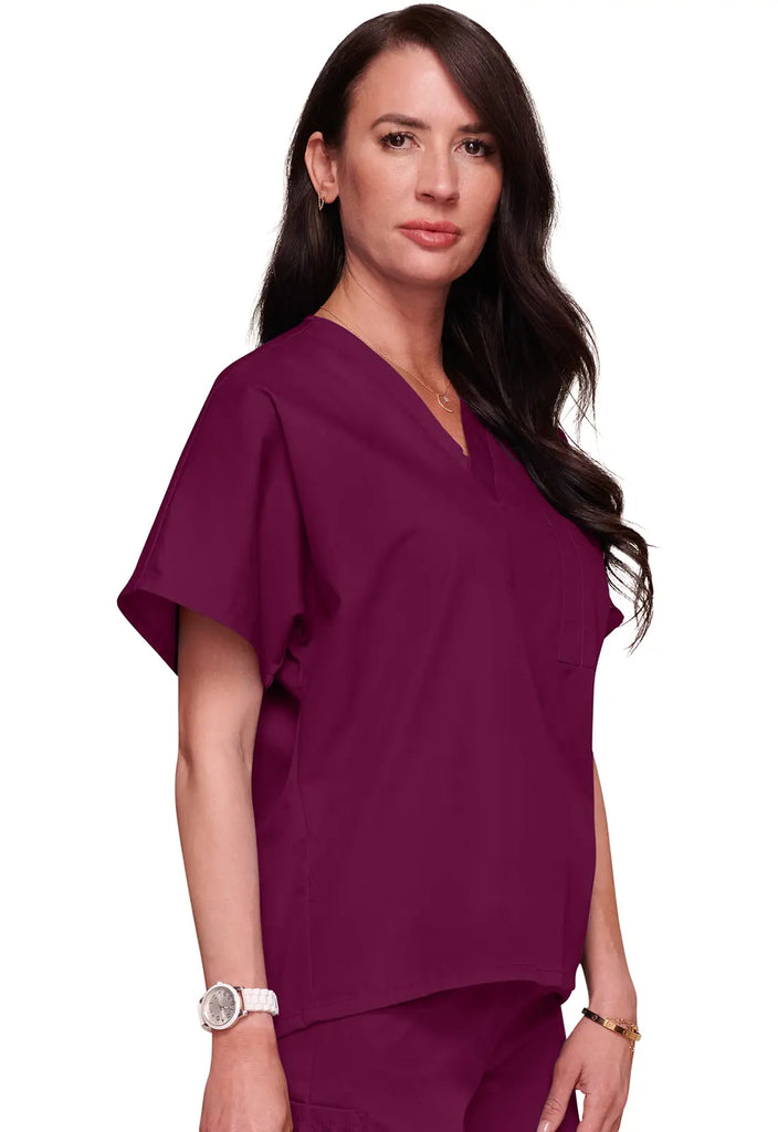 Cherokee Scrubs Unisex V-Neck Tunic Wine | scrub-supply.com